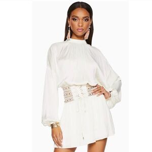 Ramy Brook Stella Corset Mini Dress women's size small cream gold‎